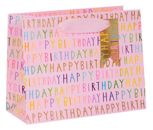 Happy Birthday Pink Gift Bag (Medium Landscape)
