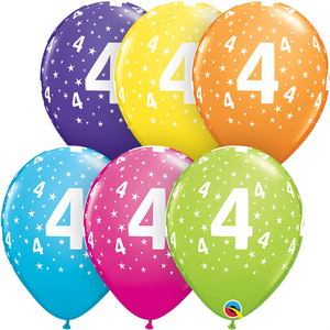 Age 4 Qualatex 11" Assorted Latex Balloons (Pack of 6)