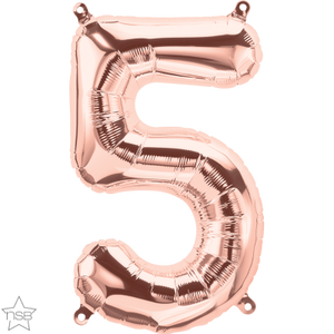16" Rose Gold Air Filled Number 5 Balloon