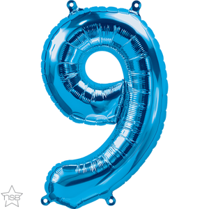 16" Blue Air Filled Number 9 Balloon
