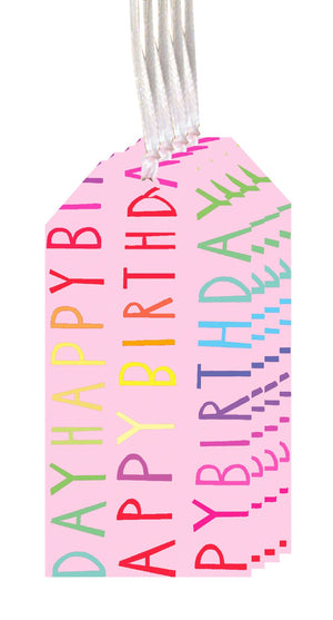 Happy Birthday Pink Tags (Pack of 4)