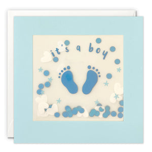 Boy Blue Feet Paper Shakies Card