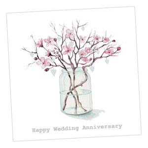 Blossom and Hearts Anniversary Card