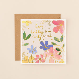Rainbow Flowers Happy Birthday Friend