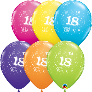 Age 18 Qualatex 11" Assorted Latex Balloons (Pack of 6)