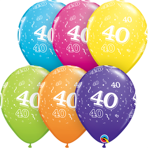 Age 40 Qualatex 11" Assorted Latex Balloons (Pack of 6)