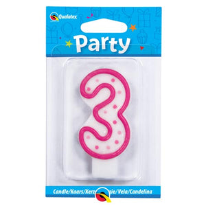 Number 3 Candle Pink