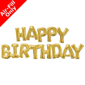 30 Inch Gold Happy Birthday Phrase Foil Balloon