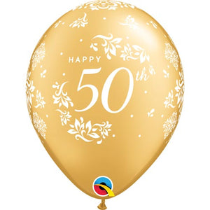 11" 50th Anniversary Damask Latex Balloon (Pack of 6)