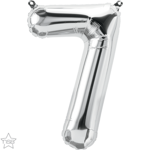 16" Silver Air Filled Number 7 Balloon