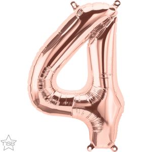 16" Rose Gold Air Filled Number 4 Balloon