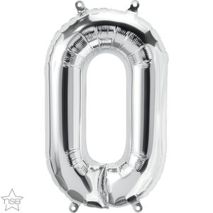 16" Silver Air Filled Number 0 Balloon