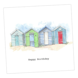 Beach Huts Birthday Card