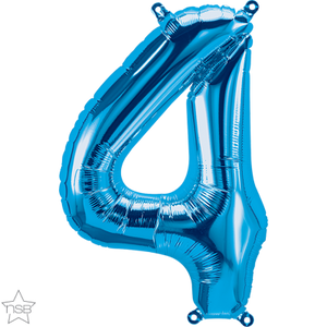 16" Blue Air Filled Number 4 Balloon