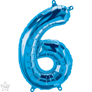 16" Blue Air Filled Number 6 Balloon