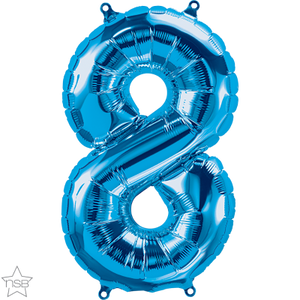 16" Blue Air Filled Number 8 Balloon