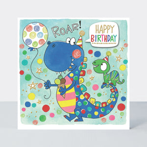 Happy Birthday Dinosaur with Balloons
