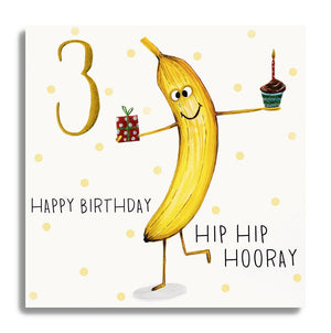Age 3 Happy Birthday Hip Hip Hooray