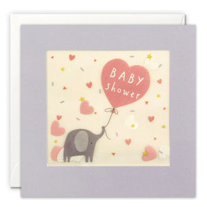 Baby Shower Elephant & Balloon Paper Shakies Card