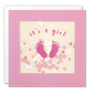 Girl Pink Feet Paper Shakies Card