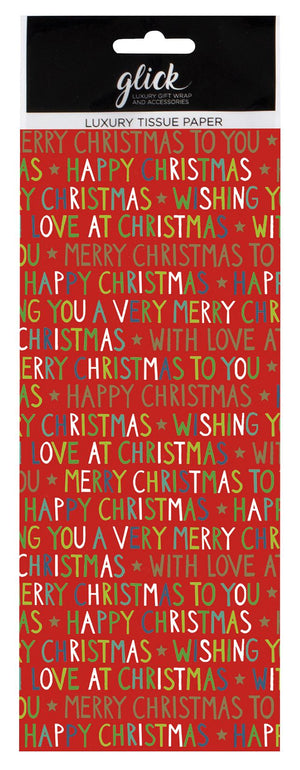 Christmas Red Script Tissue Paper