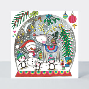 Reindeer Snow Globe - Xmas Jigsaw Card